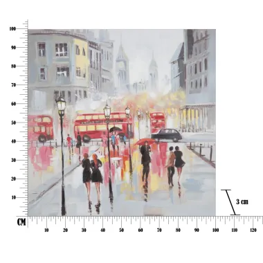 MALOWANY OBRAZ NA PŁÓTNIE Rain London -A- 100X3X100 cm
